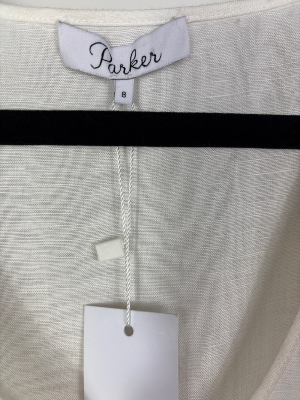 Parker Ivory‎ Cream Button-Front Dress with Puff Sleeves. Size 8 - Picture 6 of 12